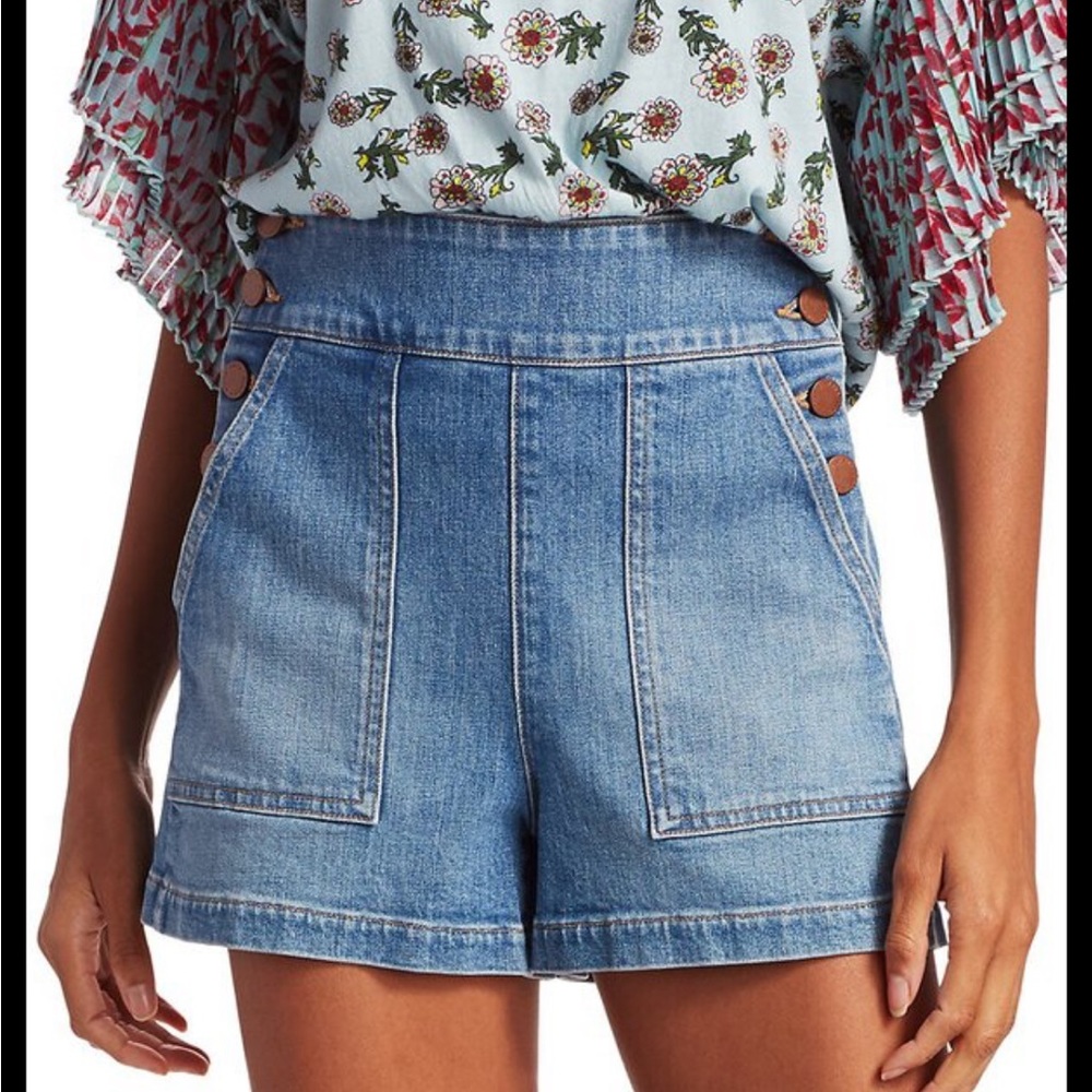Alice & Olivia Donald High Rise Button Shorts